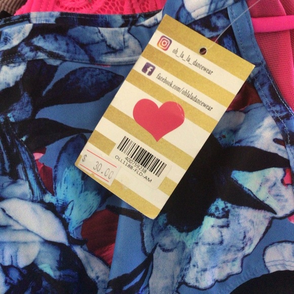 (2) Oh La La Dancewear Red/Blue Floral Dance Briefs Size Adult Medium - Picture 10 of 11